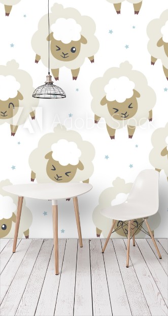 Picture of Vector sheeps for sleeping seamless pattern